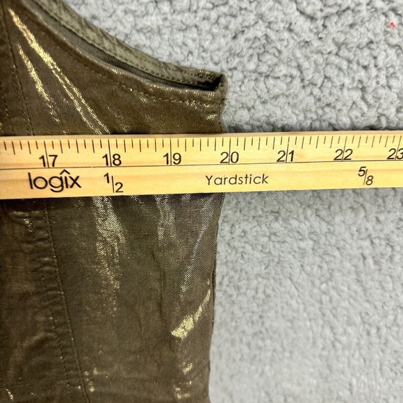 Chicos Metallic Gold Utility‎ Vest Womens 1 Medium Sleeveless Linen Blend Glam - Picture 5 of 6